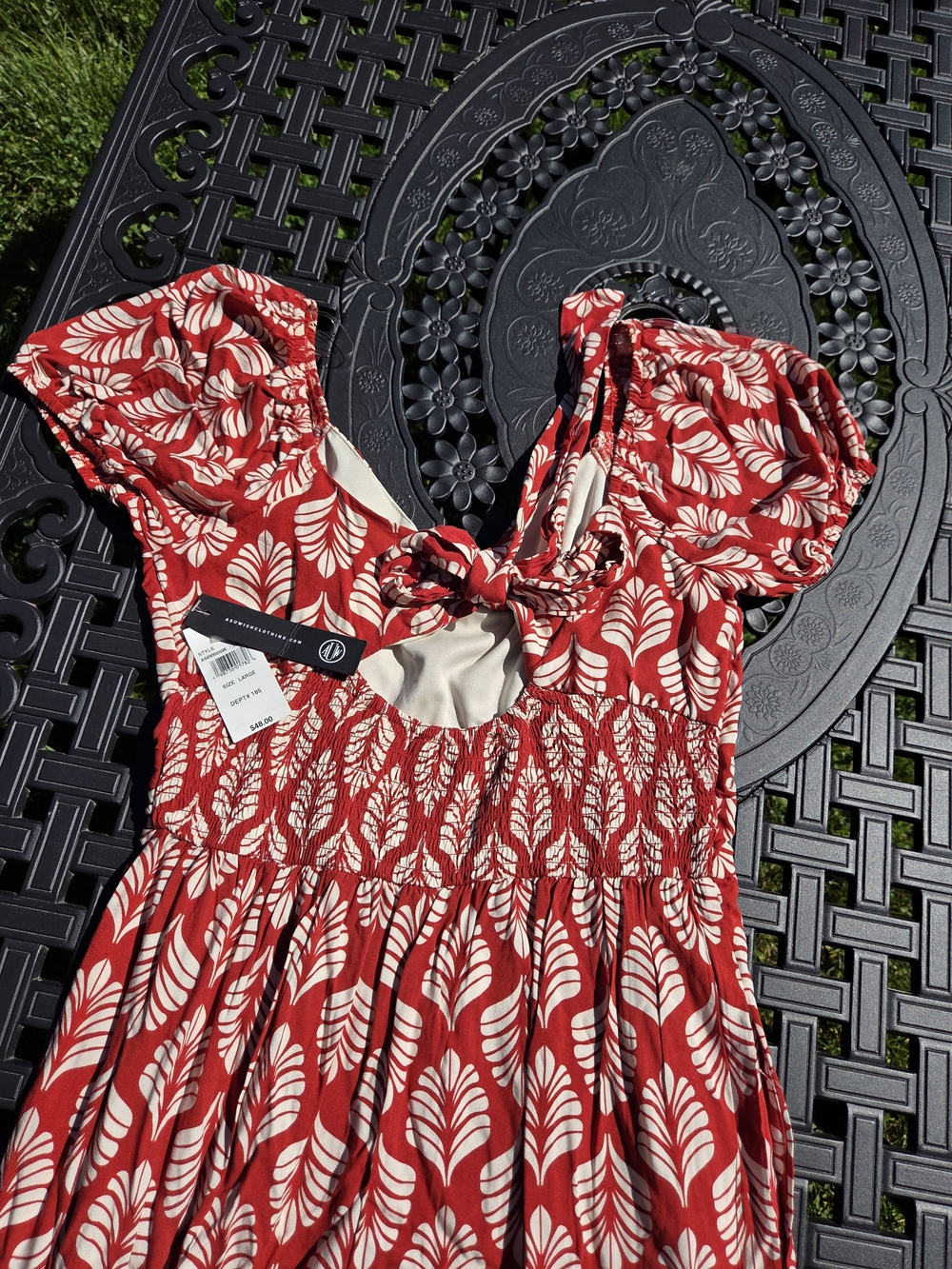 As U Wish Red Leaf-Print Jumpsuit - Picture 8 of 9